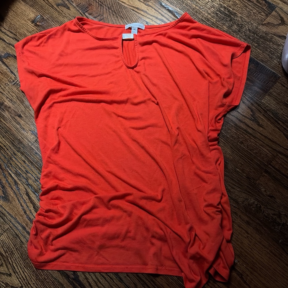 JohnPaulRichard Vibrant Orange Short Sleeve Top